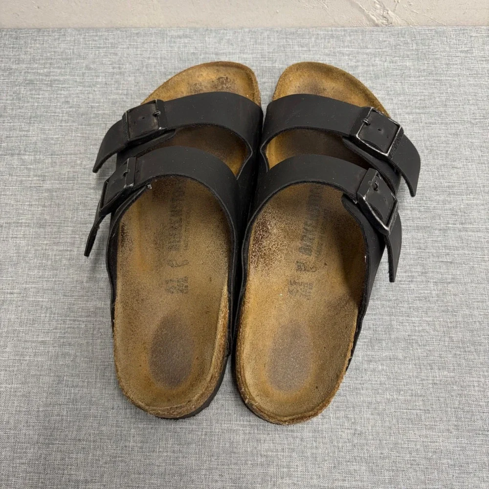 Birkenstock Arizona Sandals Womens 41 Black Two Strap Slide Comfort Shoes